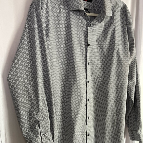 J. Ferrar Long Sleeve Stretch Slim Fit Gray Button Up Shirt Mens Sz XL 17-17.5” - Picture 12 of 14